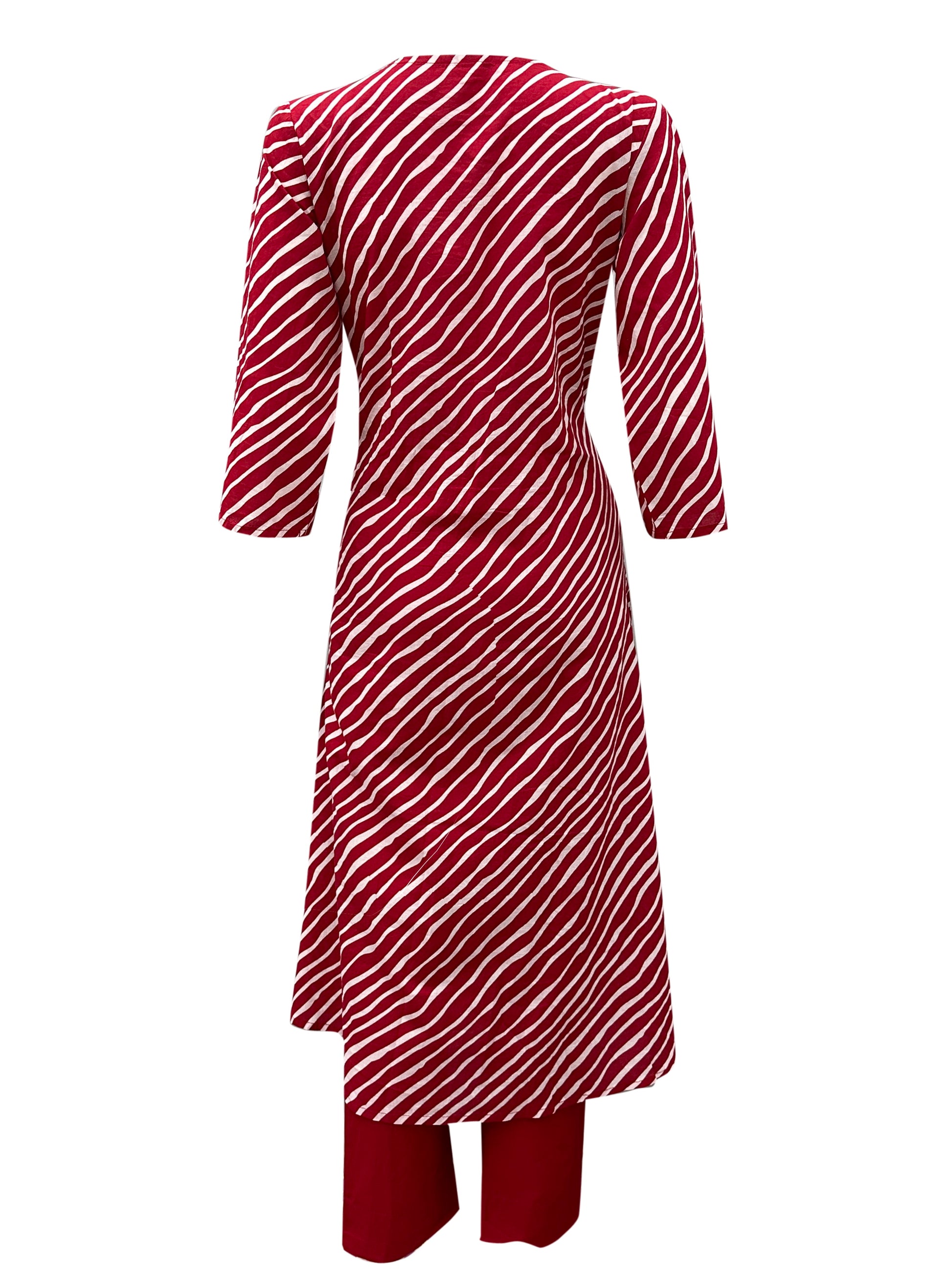 Classic Maroon & White Bandhani Kurti Set with Printed Dupatta