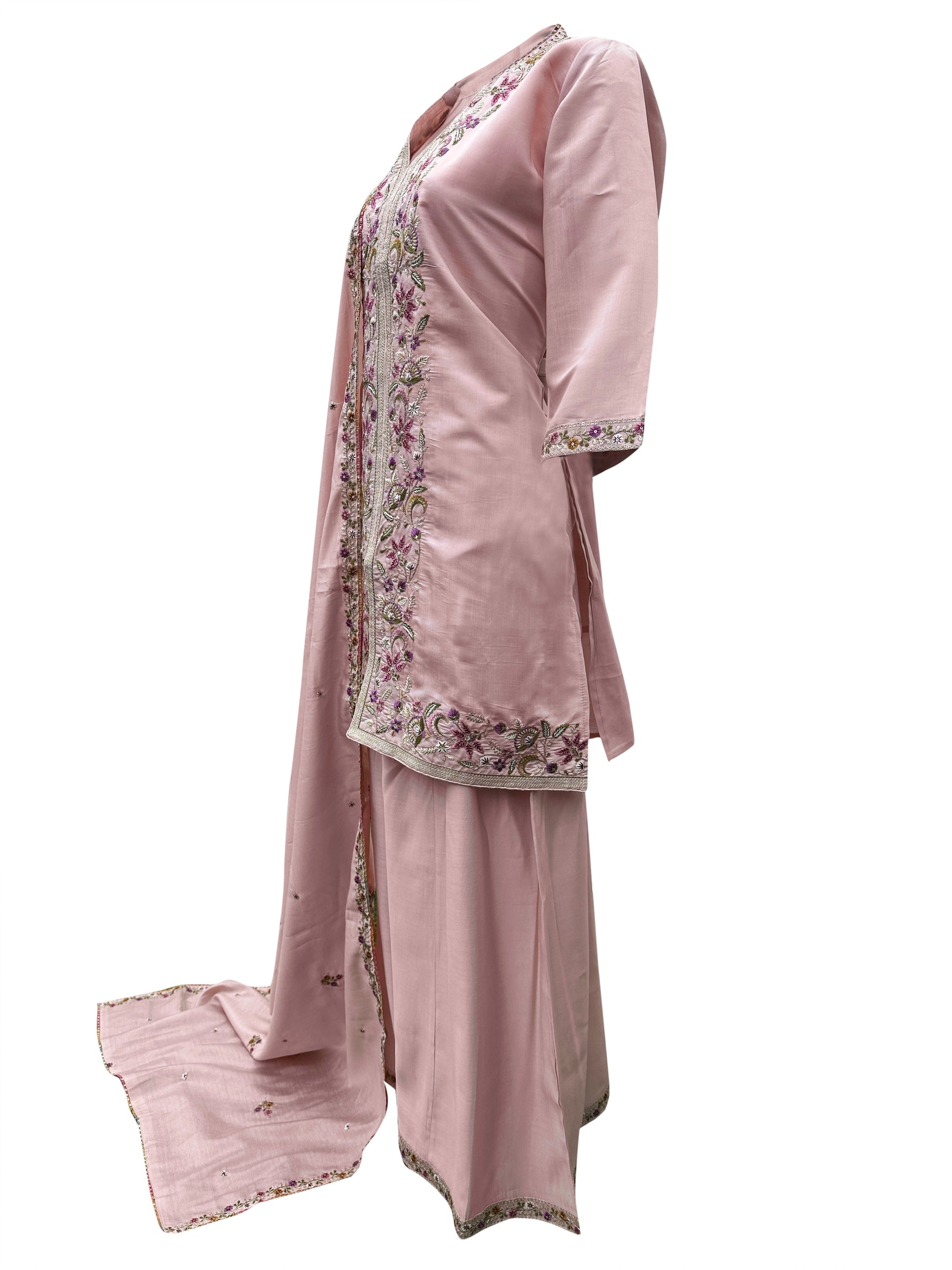 Blush Royalty Embroidered Silk Palazzo Suit Set