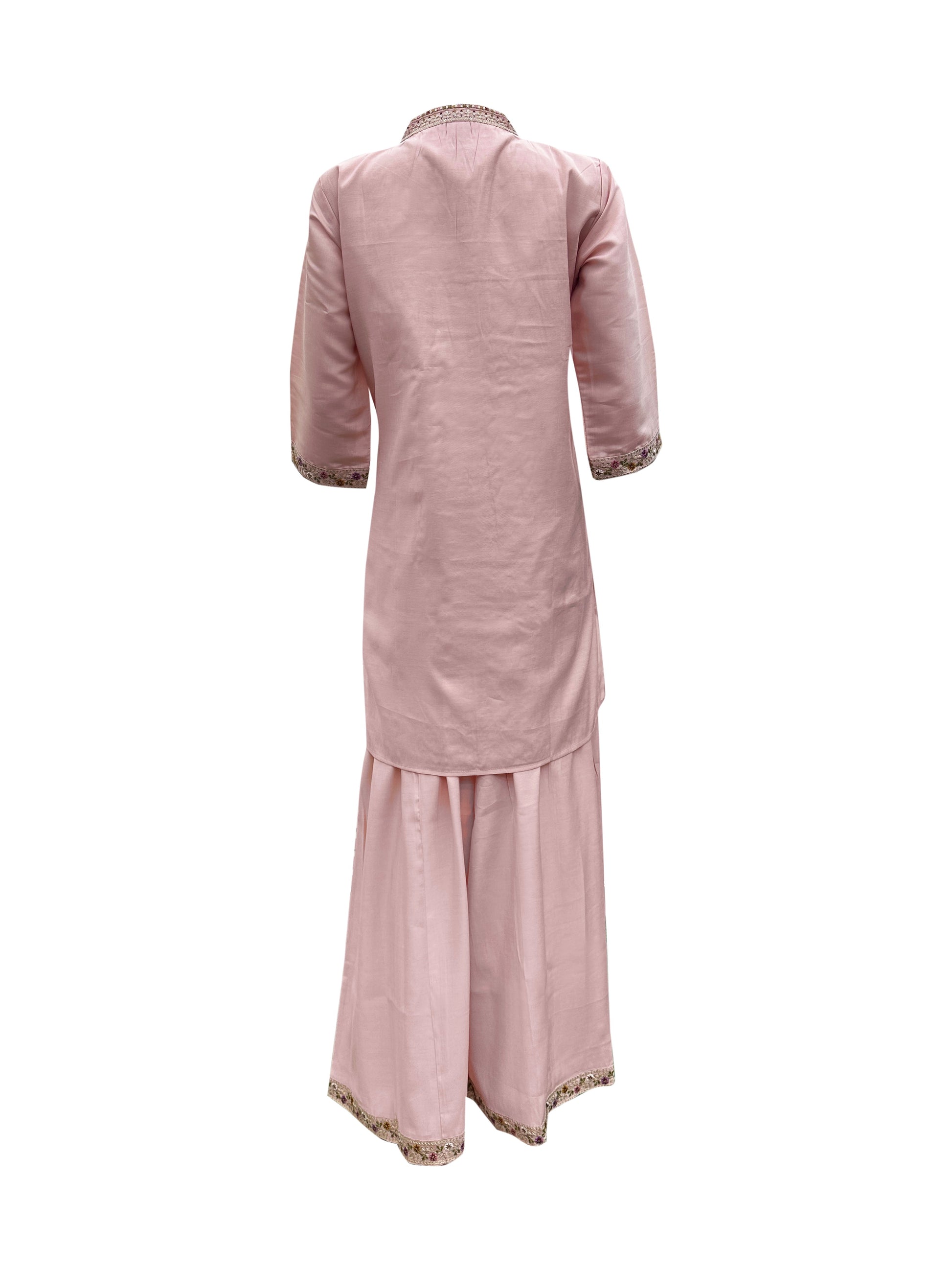 Blush Royalty Embroidered Silk Palazzo Suit Set