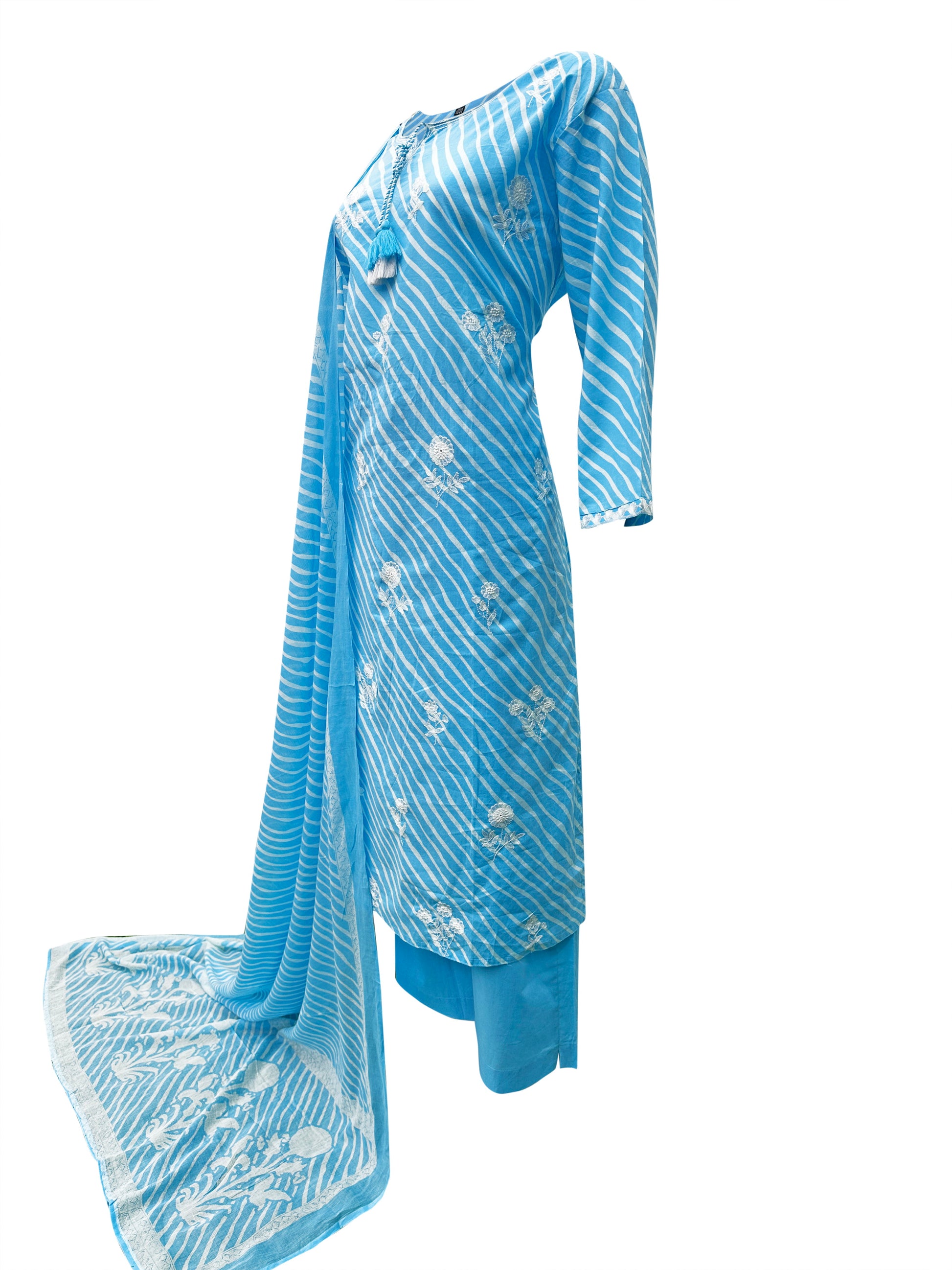Blue Breeze Leheriya Cotton Suit Set