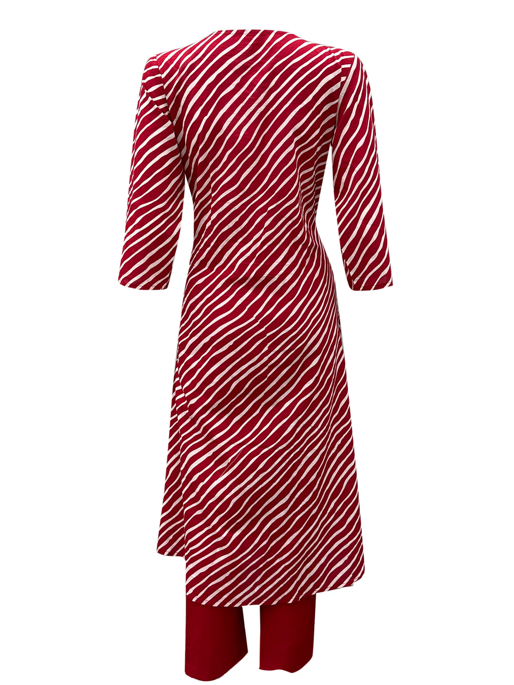 Classic Maroon & White Bandhani Kurti Set with Printed Dupatta