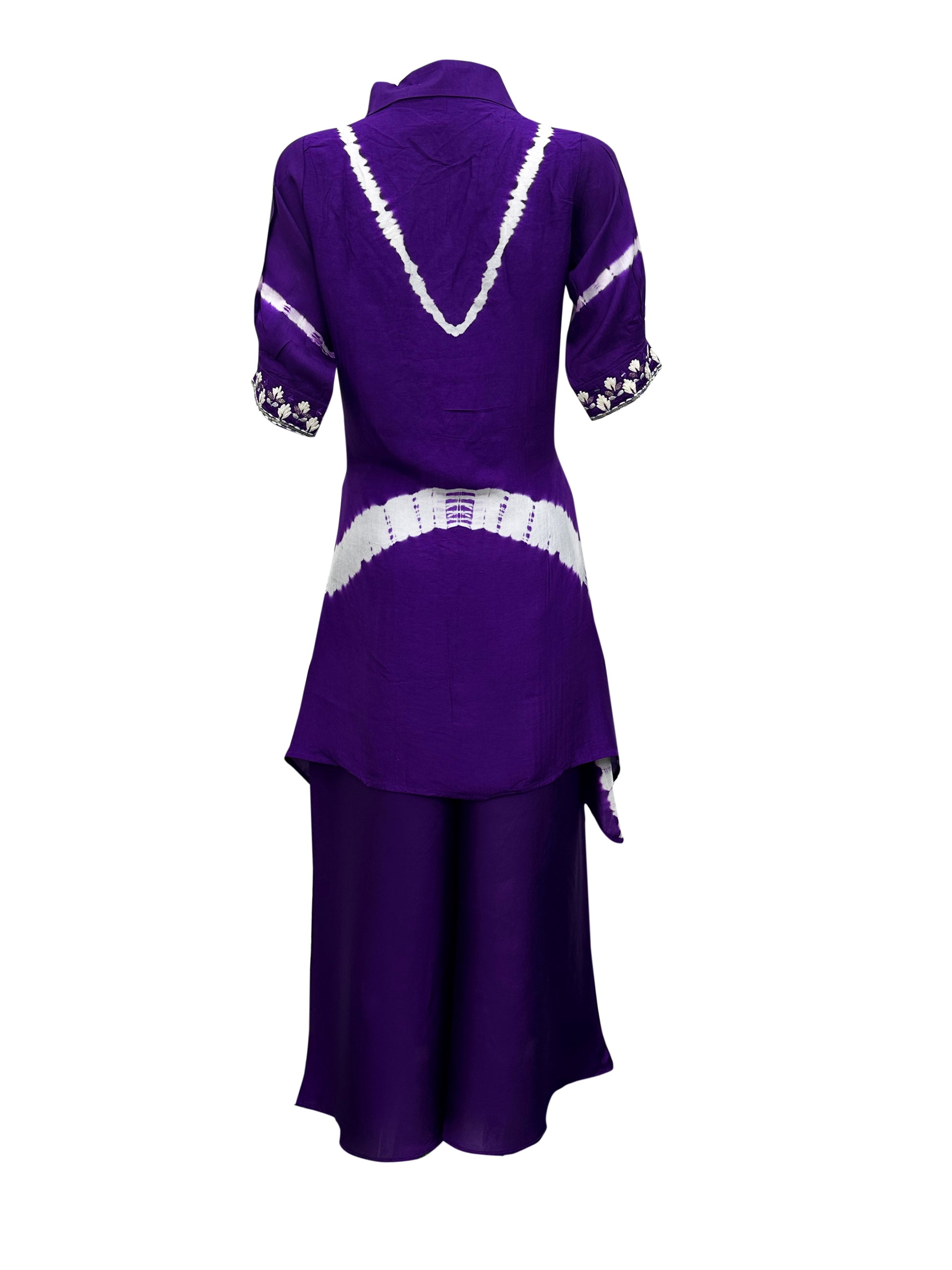 Royal Radiance Violet Shibori Embroidered Silk Co-ord Set