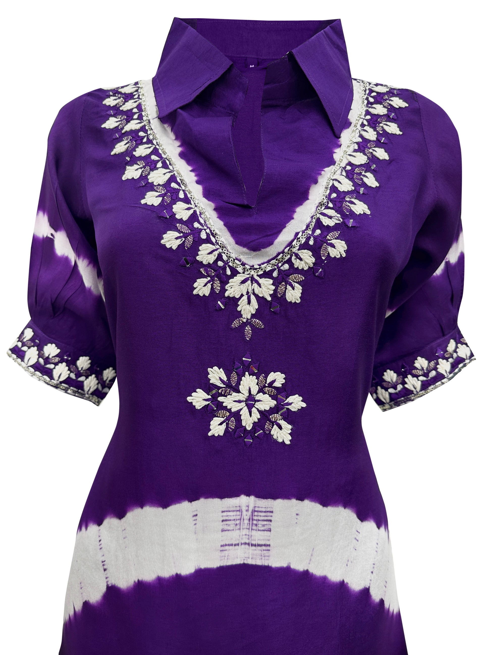 Royal Radiance Violet Shibori Embroidered Silk Co-ord Set