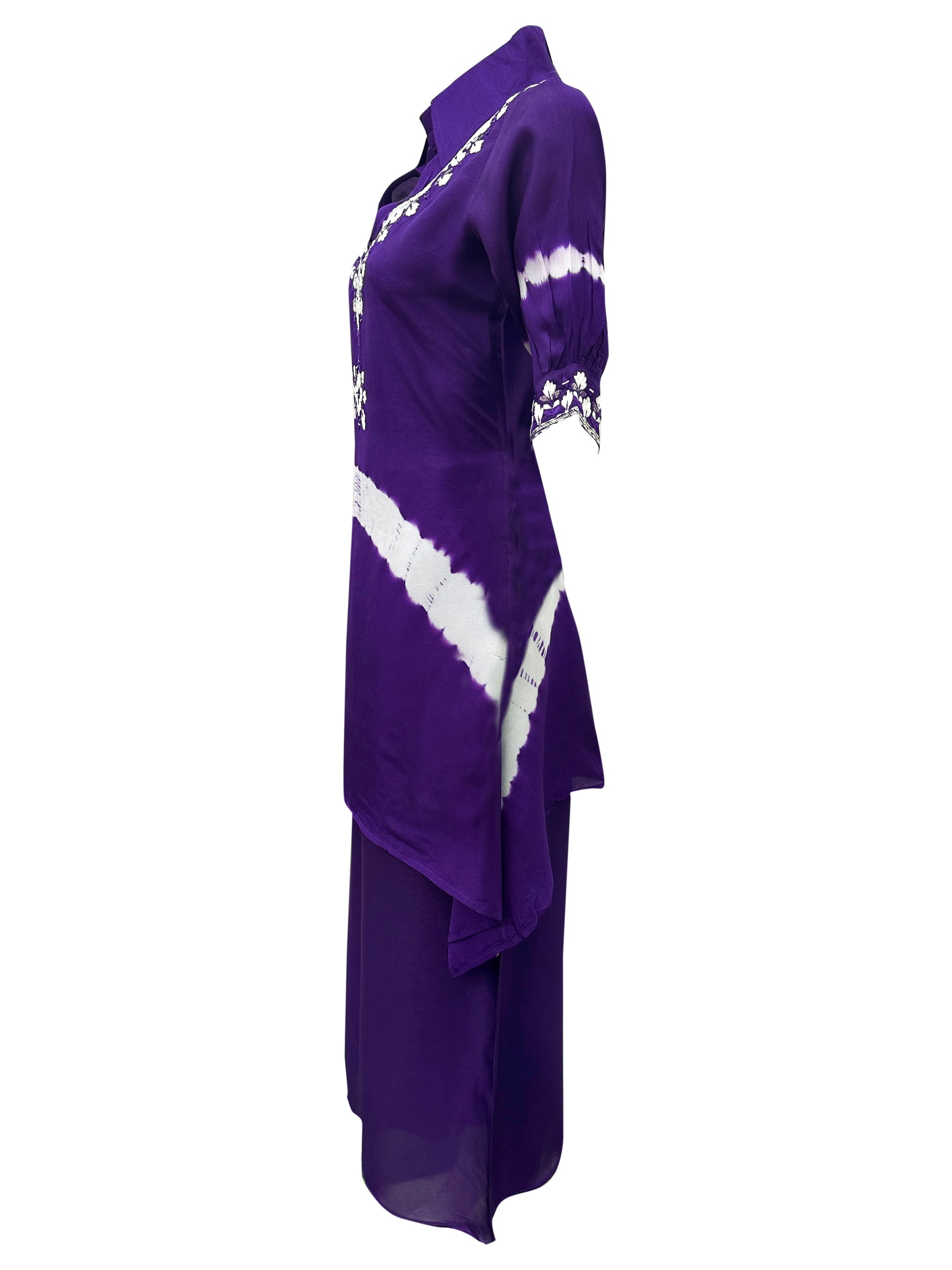 Royal Radiance Violet Shibori Embroidered Silk Co-ord Set