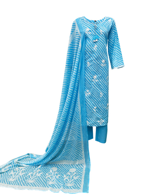 Blue Breeze Leheriya Cotton Suit Set
