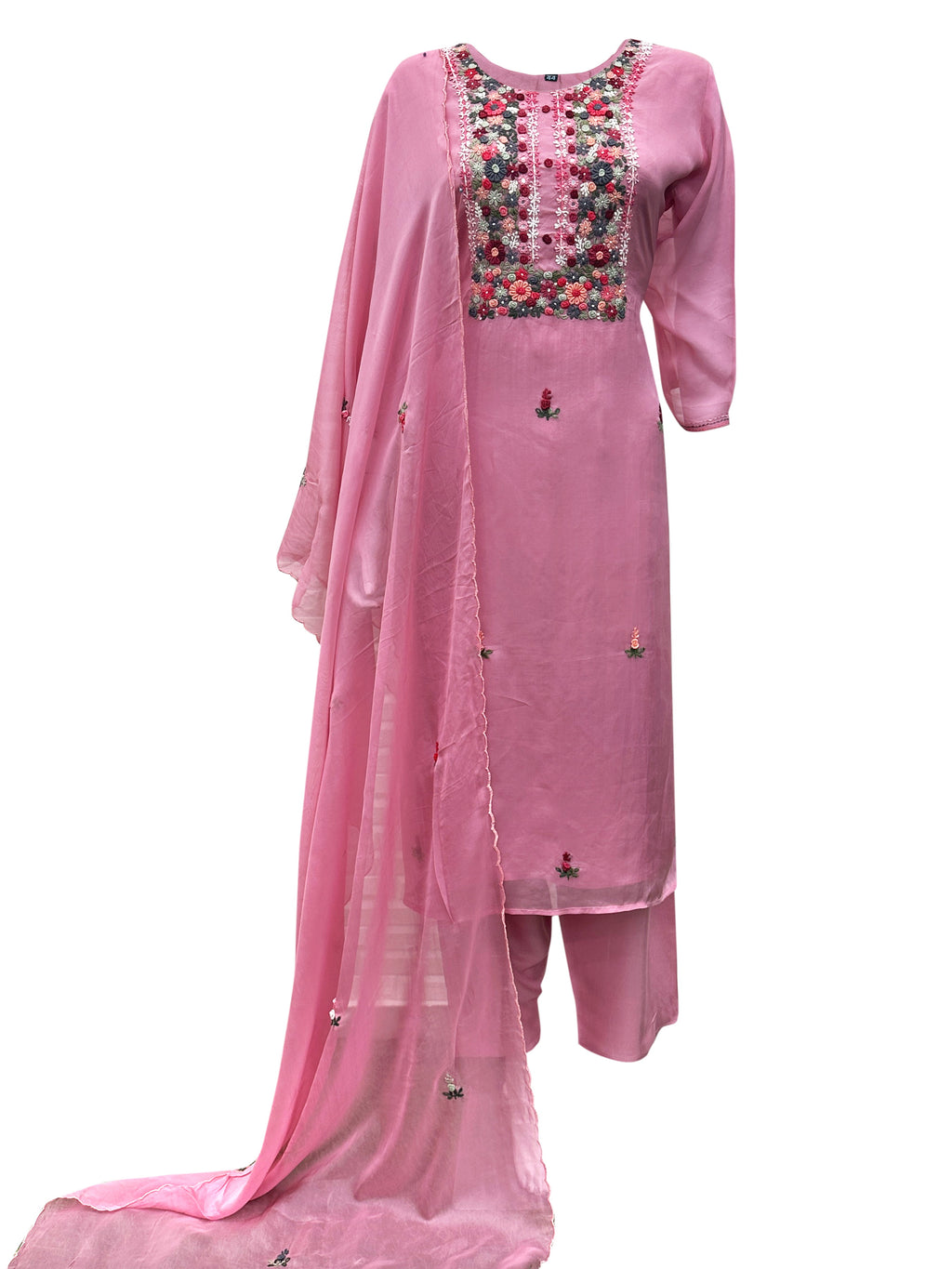 Rosé Bloom Pink Shimmer Gaatha Handwork 3-Piece Suit Set