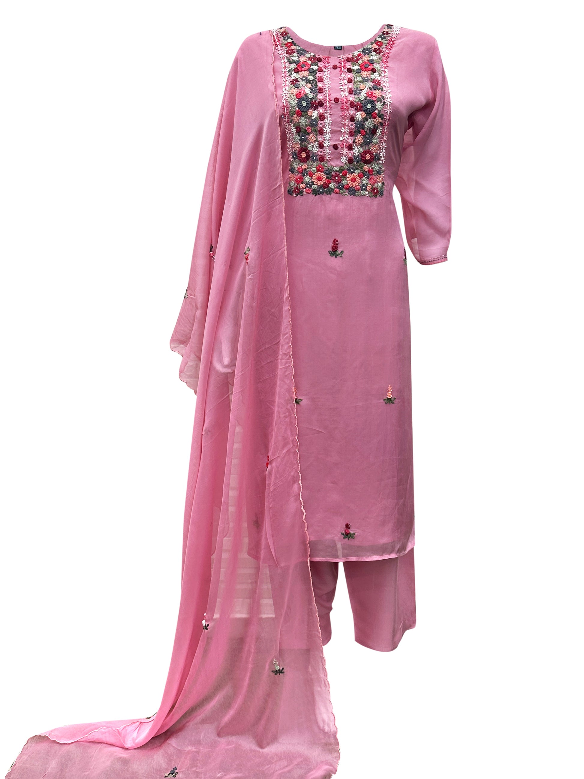 Rosé Bloom Pink Shimmer Gaatha Handwork 3-Piece Suit Set