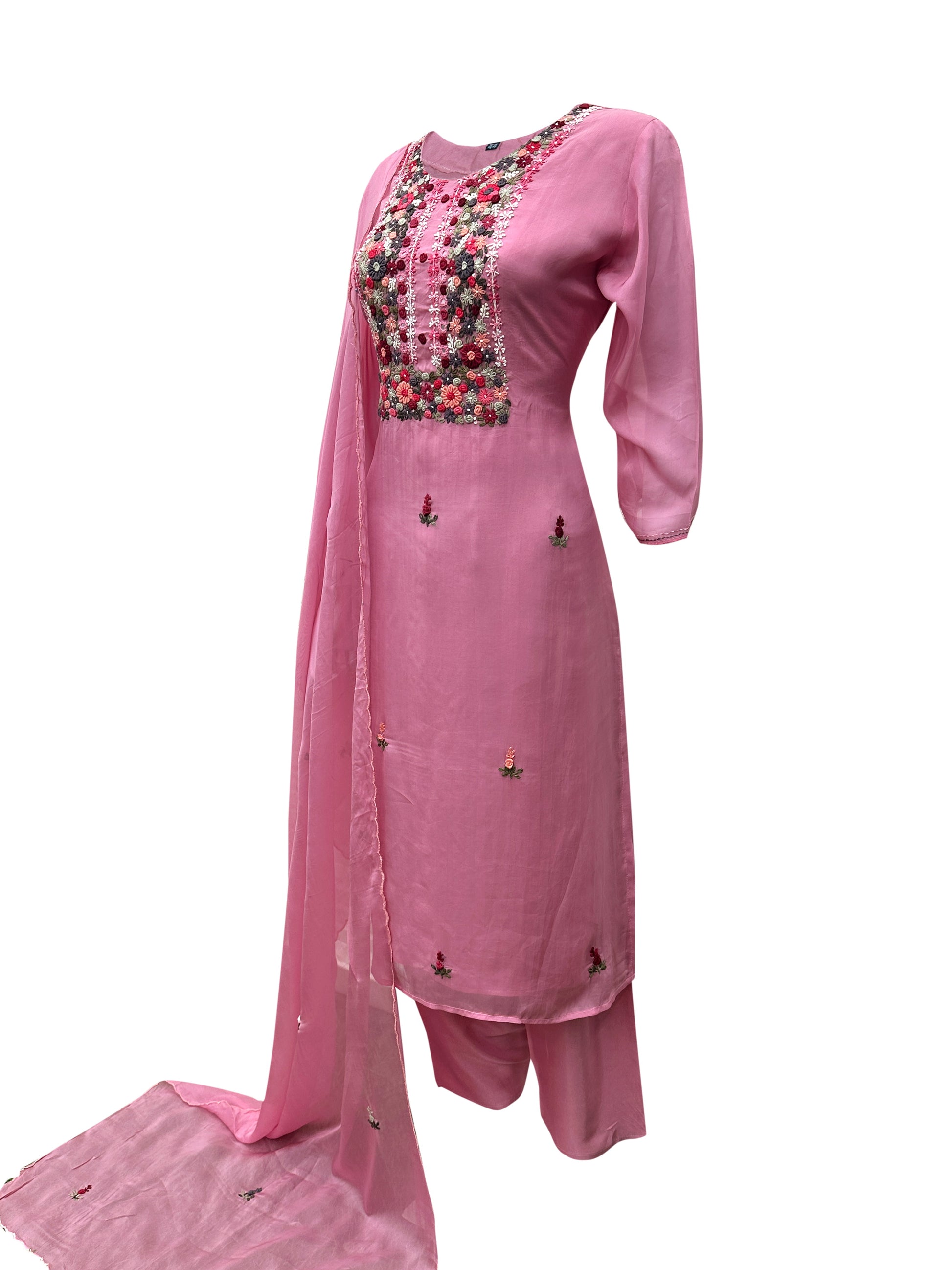 Rosé Bloom Pink Shimmer Gaatha Handwork 3-Piece Suit Set