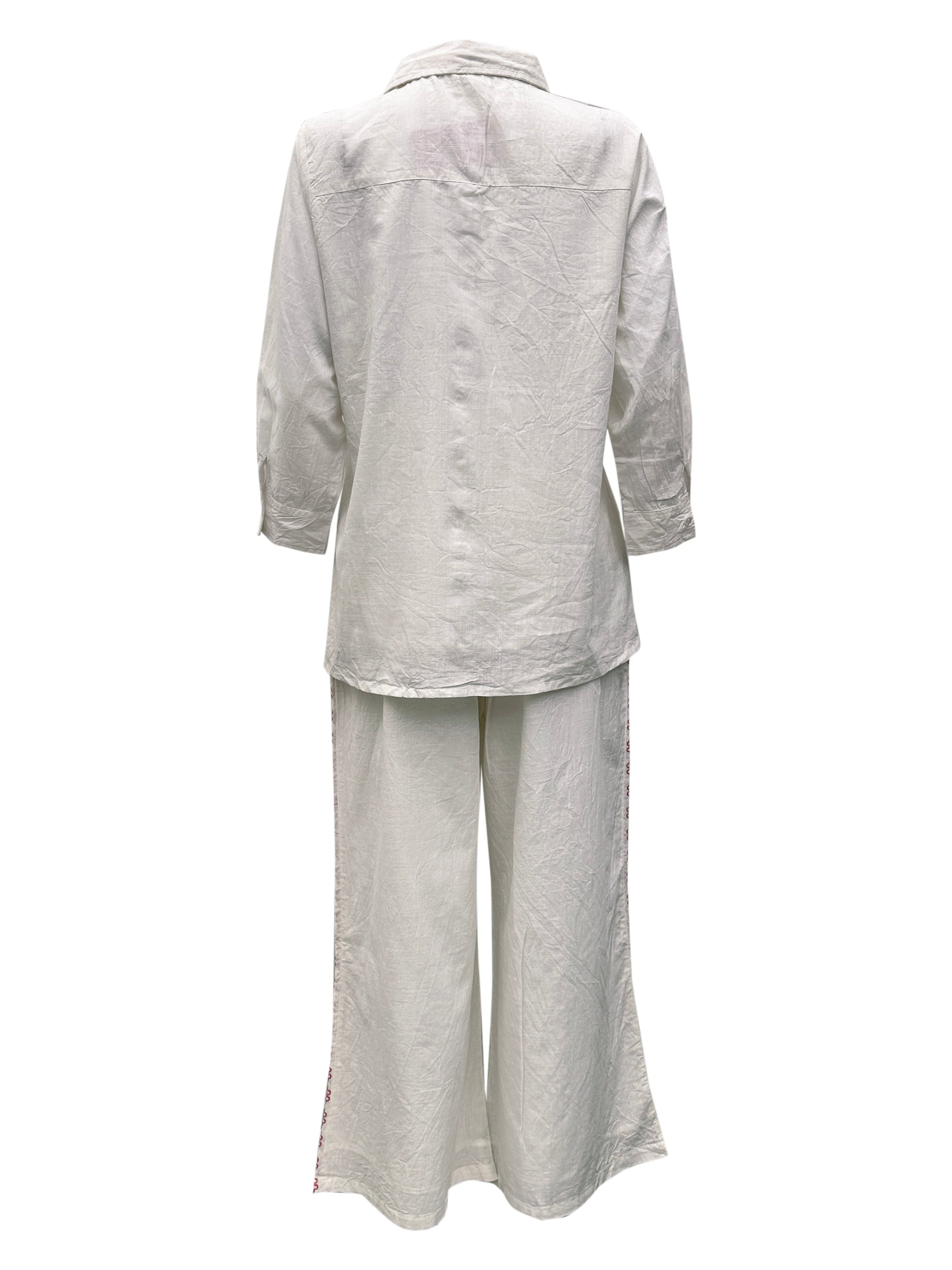 Ivory Bloom Hand-Embroidered Cotton Co-ord Set