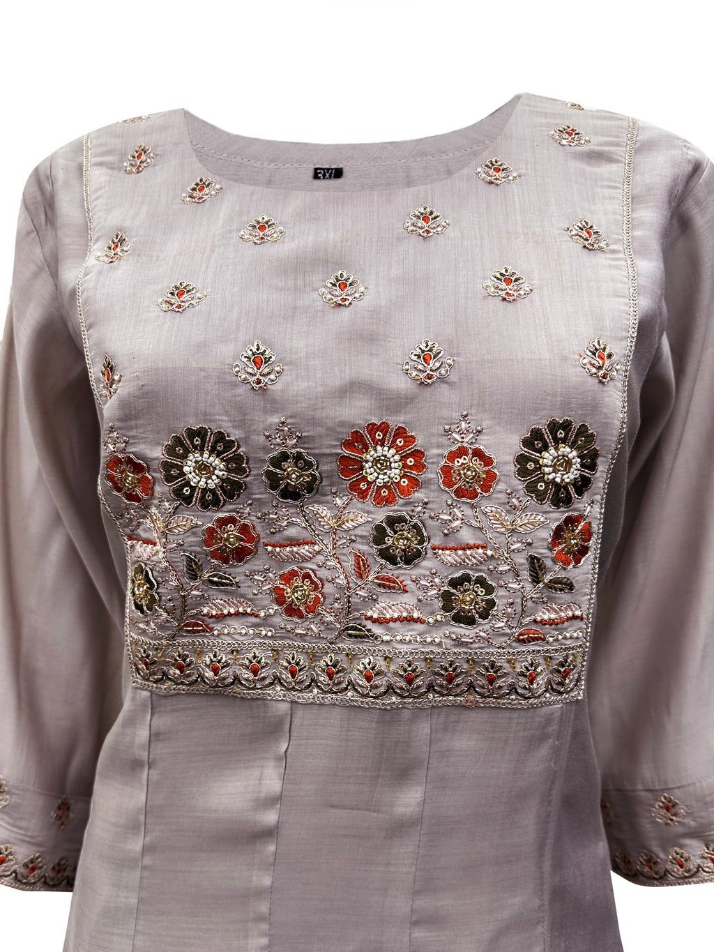 Moonlight Bloom Hand-Embroidered Mal Chanderi Anarkali Set